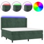 Cama box spring colchón y LED terciopelo verde oscuro 160x200cm de , Camas y somieres - Ref: Foro24-3139634, Precio: 621,08 €...