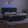 Cama box spring colchón y LED terciopelo verde oscuro 160x200cm de , Camas y somieres - Ref: Foro24-3139634, Precio: 621,08 €...