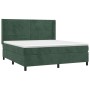 Cama box spring colchón y LED terciopelo verde oscuro 160x200cm de , Camas y somieres - Ref: Foro24-3139634, Precio: 621,08 €...