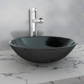 Lavabo de vidrio templado negro 42 cm de vidaXL, Lavabos - Ref: Foro24-142231, Precio: 59,30 €, Descuento: %