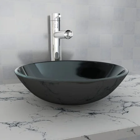Black tempered glass sink 42 cm by vidaXL, Sinks - Ref: Foro24-142231, Price: 63,19 €, Discount: %