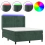 Box spring bed with mattress and LED dark green velvet 140x200cm by , Beds and slatted bases - Ref: Foro24-3139688, Price: 51...