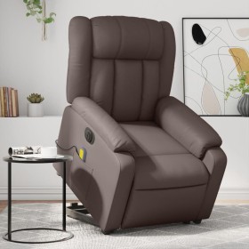 Sillón de masaje elevable eléctrico cuero sintético marrón en Sillones | Comprar online en Foru.es
