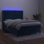 Cama box spring colchón y LED terciopelo azul oscuro 140x190 cm de , Camas y somieres - Ref: Foro24-3139683, Precio: 518,85 €...