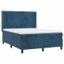 Cama box spring colchón y LED terciopelo azul oscuro 140x190 cm de , Camas y somieres - Ref: Foro24-3139683, Precio: 518,85 €...