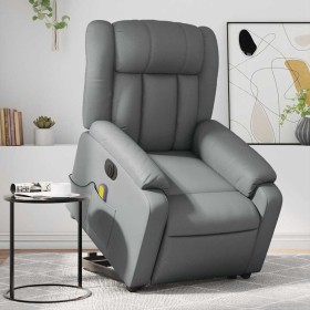 Sillón de masaje elevable eléctrico cuero sintético gris en Sillones | Comprar online en Foru.es
