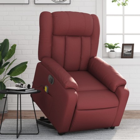 Sillón de masaje elevable eléctrico cuero artificial rojo tinto en Sillones | Comprar online en Foru.es