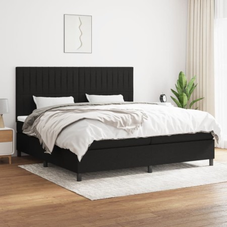 Cama box spring con colchón tela negro 200x200 cm de , Camas y somieres - Ref: Foro24-3141963, Precio: 645,76 €, Descuento: %