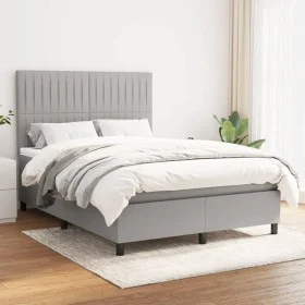 Box spring bed with light gray fabric mattress 140x200 cm by , Beds and slatted bases - Ref: Foro24-3141937, Price: 479,28 €,...