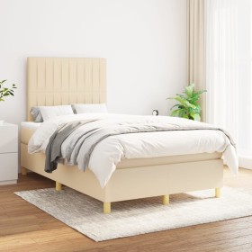 Cama box spring con colchón tela color crema 120x200 cm de , Camas y somieres - Ref: Foro24-3142486, Precio: 434,91 €, Descue...