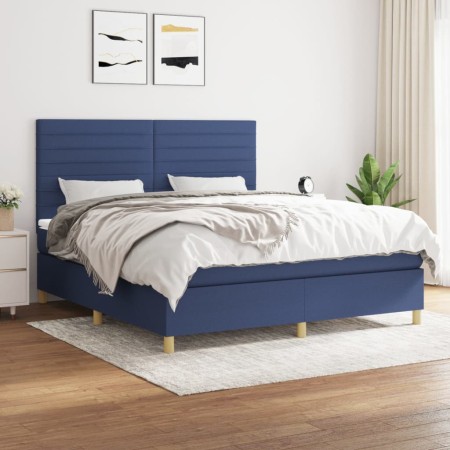 Cama box spring con colchón tela azul 160x200 cm de , Camas y somieres - Ref: Foro24-3142431, Precio: 543,13 €, Descuento: %