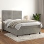 Cama box spring con colchón terciopelo gris claro 140x200 cm de , Camas y somieres - Ref: Foro24-3143145, Precio: 503,38 €, D...