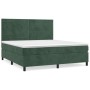 Cama box spring con colchón terciopelo verde oscuro 160x200 cm de , Camas y somieres - Ref: Foro24-3143094, Precio: 592,19 €,...