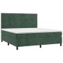 Cama box spring con colchón terciopelo verde oscuro 160x200 cm de , Camas y somieres - Ref: Foro24-3143094, Precio: 592,19 €,...