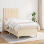 Cama box spring con colchón tela color crema 100x200 cm de , Camas y somieres - Ref: Foro24-3142478, Precio: 362,61 €, Descue...