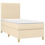 Cama box spring con colchón tela color crema 100x200 cm de , Camas y somieres - Ref: Foro24-3142478, Precio: 362,61 €, Descue...