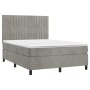 Cama box spring con colchón terciopelo gris claro 140x190 cm de , Camas y somieres - Ref: Foro24-3143139, Precio: 557,35 €, D...