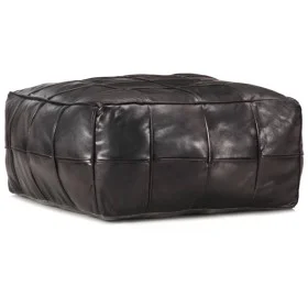 Black pouf 60x60x30 cm genuine goat leather by , Ottomans - Ref: Foro24-248134, Price: 143,37 €, Discount: %