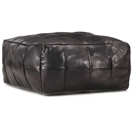 Puf negro 60x60x30 cm cuero auténtico de cabra de , Otomanas - Ref: Foro24-248134, Precio: 143,37 €, Descuento: %