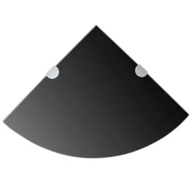Corner shelf with chrome supports black glass 35x35 cm by vidaXL, Shelves and shelves - Ref: Foro24-243856, Price: 17,84 €, D...