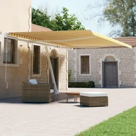 Toldo de pie automático amarillo y blanco 600x300 cm de , Toldos - Ref: Foro24-3069608, Precio: 637,23 €, Descuento: %