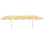 Toldo retráctil automático con postes amarillo y blanco 6x3 m de , Toldos - Ref: Foro24-3070008, Precio: 648,75 €, Descuento: %