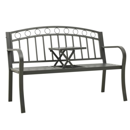 Banco de jardín con mesa acero gris 120 cm de , Bancos de jardín - Ref: Foro24-319585, Precio: 132,00 €, Descuento: %
