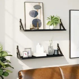 Estantes de pared 2 unidades negro 60x15x15,5 cm de , Estantes y estanterías - Ref: Foro24-836323, Precio: 23,87 €, Descuento: %