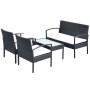 Set muebles de jardín 4 piezas y cojines ratán sintético negro de vidaXL, Conjuntos de jardín - Ref: Foro24-42673, Precio: 21...