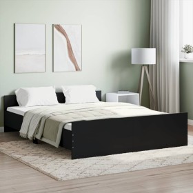 Estructura de cama con cabecero y piecero negro 140x200 cm de , Camas y somieres - Ref: Foro24-3203748, Precio: 121,50 €, Des...