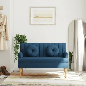 Bench with blue fabric cushions 113x64.5x75.5 cm by , Banks - Ref: Foro24-372136, Price: 174,91 €, Discount: %
