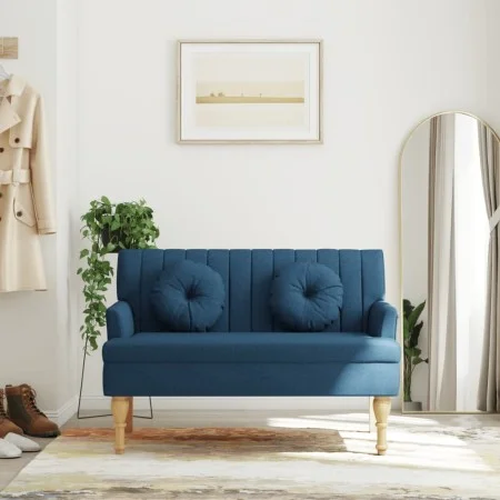 Banco con cojines tela azul 113x64,5x75,5 cm de , Bancos - Ref: Foro24-372136, Precio: 174,91 €, Descuento: %