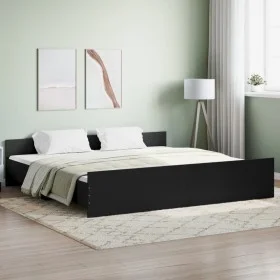 Estructura de cama con cabecero y piecero negro 180x200 cm de , Camas y somieres - Ref: Foro24-3203769, Precio: 154,70 €, Des...