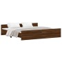 Estructura de cama con cabecero piecero roble marrón 180x200 cm de , Camas y somieres - Ref: Foro24-3203774, Precio: 170,89 €...