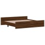 Estructura de cama con cabecero piecero roble marrón 180x200 cm de , Camas y somieres - Ref: Foro24-3203774, Precio: 170,89 €...