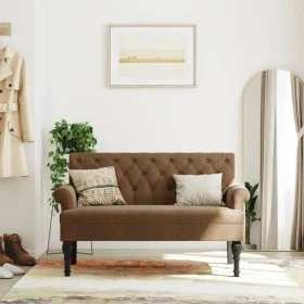 Banco con respaldo ante sintético marrón 120x62x75,5 cm de , Bancos - Ref: Foro24-372129, Precio: 195,17 €, Descuento: %