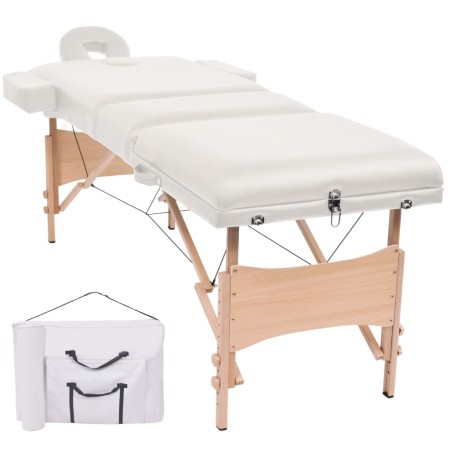 Camilla de masaje plegable 3 zonas 10 cm grosor blanca de vidaXL, Mesas de masaje - Ref: Foro24-110152, Precio: 261,01 €, Des...