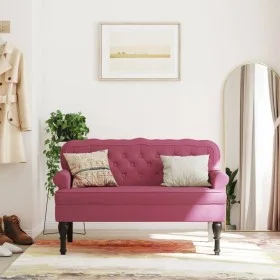 Bench with red velvet backrest 119.5x64.5x75 cm by , Banks - Ref: Foro24-372160, Price: 193,64 €, Discount: %