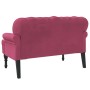 Banco con respaldo terciopelo rojo tinto 119,5x64,5x75 cm de , Bancos - Ref: Foro24-372160, Precio: 196,17 €, Descuento: %