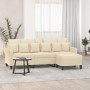 Sofá de 3 plazas con taburete de tela crema 180 cm de , Sofás - Ref: Foro24-3201091, Precio: 315,83 €, Descuento: %