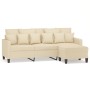 Sofá de 3 plazas con taburete de tela crema 180 cm de , Sofás - Ref: Foro24-3201091, Precio: 315,83 €, Descuento: %