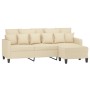 Sofá de 3 plazas con taburete de tela crema 180 cm de , Sofás - Ref: Foro24-3201091, Precio: 315,83 €, Descuento: %