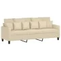 Sofá de 3 plazas con taburete de tela crema 180 cm de , Sofás - Ref: Foro24-3201091, Precio: 310,76 €, Descuento: %