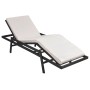 Tumbona con cojín de ratán sintético negro de vidaXL, Tumbonas - Ref: Foro24-43108, Precio: 158,74 €, Descuento: %