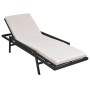 Tumbona con cojín de ratán sintético negro de vidaXL, Tumbonas - Ref: Foro24-43108, Precio: 158,74 €, Descuento: %