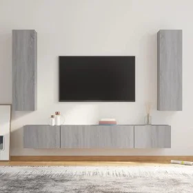 Set de muebles para TV 4 pzas madera contrachapada gris Sonoma de , Muebles TV - Ref: Foro24-3114212, Precio: 170,05 €, Descu...