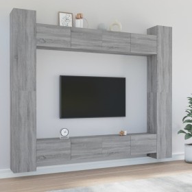Set de muebles para TV 8 pzas madera contrachapada gris Sonoma de , Muebles TV - Ref: Foro24-3114244, Precio: 377,02 €, Descu...