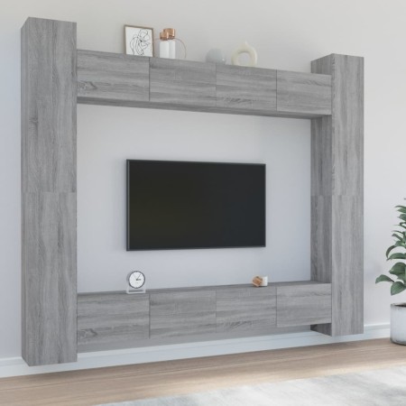 Set de muebles para TV 8 pzas madera contrachapada gris Sonoma de , Muebles TV - Ref: Foro24-3114244, Precio: 377,02 €, Descu...