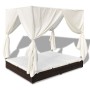 Tumbona con cortinas de ratán sintético marrón de vidaXL, Camas para exteriores - Ref: Foro24-42947, Precio: 470,10 €, Descue...