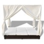 Tumbona con cortinas de ratán sintético marrón de vidaXL, Camas para exteriores - Ref: Foro24-42947, Precio: 470,10 €, Descue...
